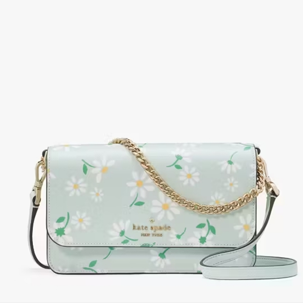 Kate Spade Madison Day Tripper Daisy Small Flap Crossbody , Crystal Blue Multi